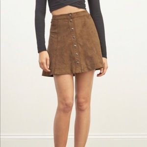 Faux suede brown Abercrombie skirt with buttons!
